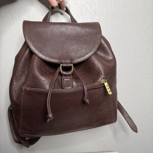 M LONDON, BACKPACK, DARK BROWN, PEBBLE GRAINED LEATHER